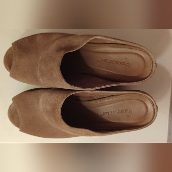 Chocolat Blu Wind Peep Toe Suede Platform Wedge Mule Size 8 - Picture 4 of 10